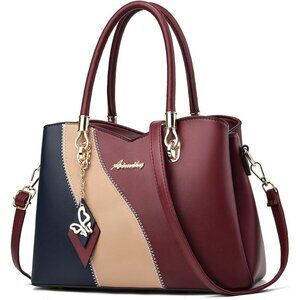 Women’s Sp Wine PU Leather Tote Satchel | Crossbody Shoulder Handbag